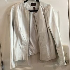 Pure white butter soft summer weight leather jacket